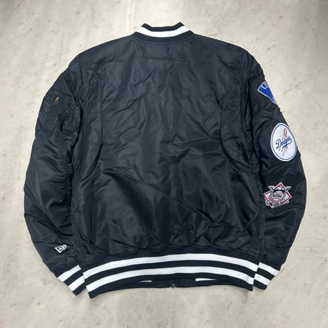 米国仕様 New Era ニューエラ Alpha Industries アルファインダストリーズ MLB LA ドジャース MA-1 ジャケット 黒