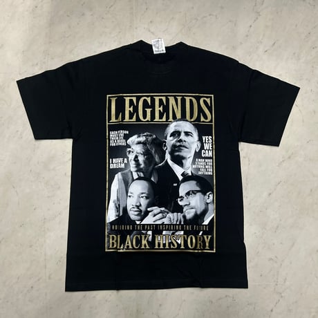 LA発 Black History レジェンド Legends グラフィック 半袖 ヘビーウェイト Tシャツ 黒 (GTS108)
