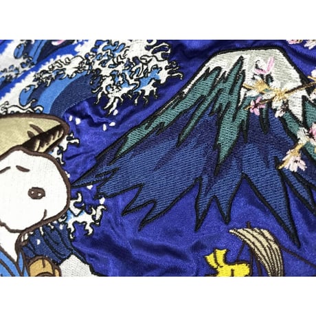 豪華!! 【総刺繍】横須賀発祥 スカジャン SUKAJAN スヌーピー Snoopy 正規品 Peanuts 侍 ウッドストック 青