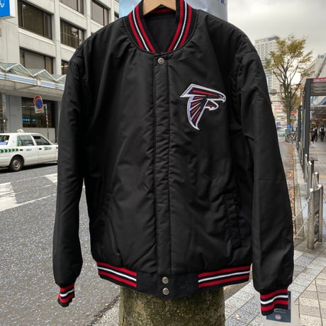 NLF公認 JH DESIGN  JHデザイン  Falcons アトランタ ファルコンズ 黒 赤 リバーシブル スタジアムジャケット スタジャン 公式 アメフト