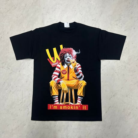 LA発 I'm Smokin' It ドナルド Weed グラフィック 半袖 Tシャツ 黒 (GTS150)