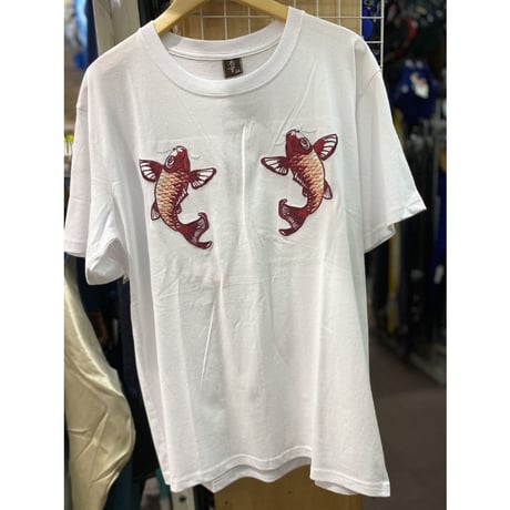 横須賀名物 スカジャン Ｔシャツ 刺しゅう スカT 鯉 コイ CARP 白 和柄 ジャパン (JPT33)