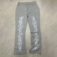 米国LAブランド Bezalel Jeans ベザレル ゴシック Thorn Pattern イバラ柄 スウェットパンツ グレー (JNS242)
