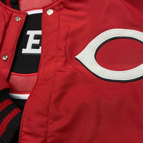 MLB公認 JHデザイン シンシナティ Reds レッズ WOOL リバーシブル スタジアムジャケット スタジャン 黒 赤