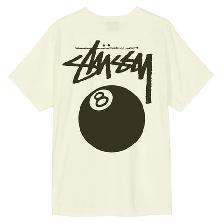 Stussy ステューシー 8Ball エイトボール PIG ピグメント ビンテージ加工 ナチュラル 白