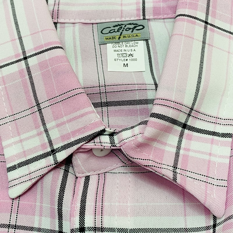 アメリカ製 CALTOP キャルトップ ピンク×白 チェックシャツ 半袖
