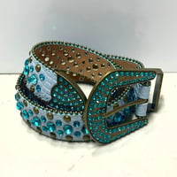 スタッズ ラインストーン カウボーイ ベルト Cowboy Rhinestone Belt ターコイズ ブロンズ (BELT16)