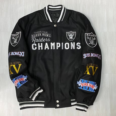 NFL公式 JHデザイン Raiders ラスベガス レイダース 限定 チャンピオンズ リバーシブル スタジャン