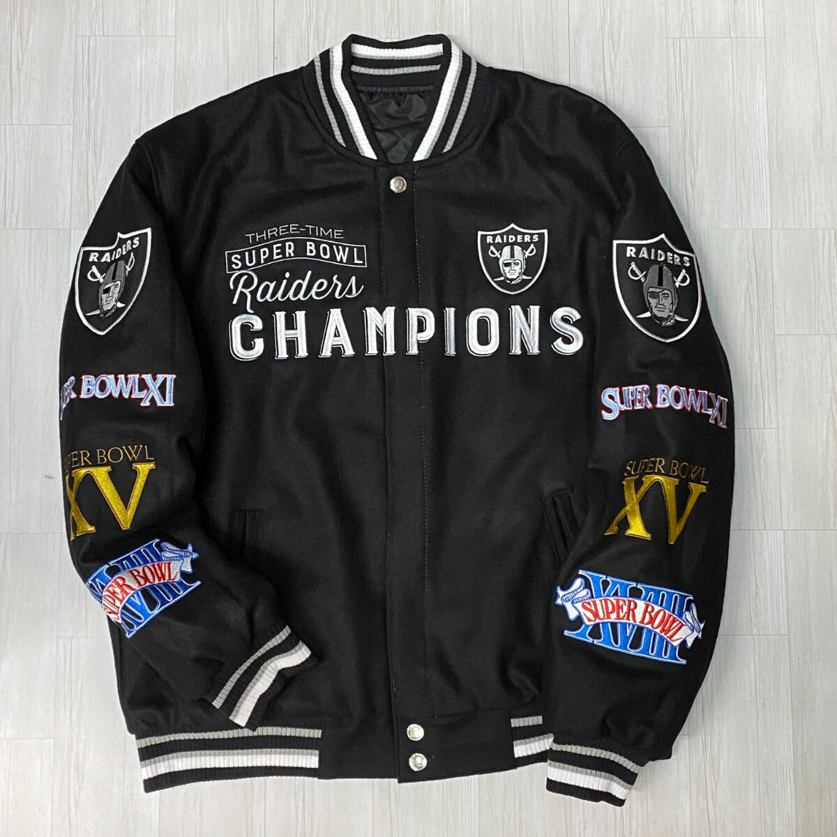 新品 NFL公式 ラスベガス レイダース 4XL リバーシブル スタジャン刺繍 original