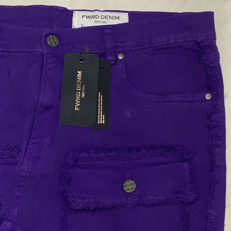 米国ブランド FWRD Denim NY スタックドフレア デニム Layer Twill Stacked Jeans 紫 (JNS16)