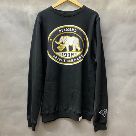 Diamond Supply ダイヤモンドサプライ Pushing Jewel クルーネック スウェット トレーナー 象 ブラック