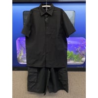 YAGO セットアップ 上下セット チカーノ ウエストコースト 西海岸 LA 無地 ボタンシャツ 黒 ブラック CI-1