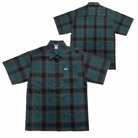 アメリカ製 CALTOP キャルトップ 半袖 オンブレチェックシャツ GREEN BROWN 緑 茶色 (SBS45)