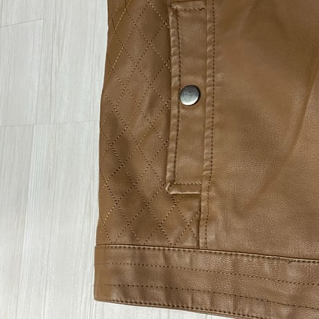 PELLA BELA フード付き エコレザージャケット ファーインナー 茶 2Way フード取り外し可