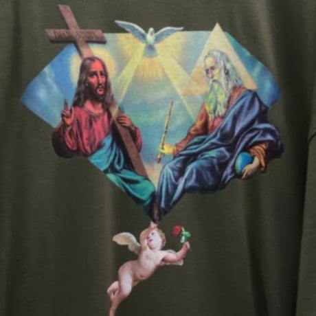 Diamond Supply Co ダイヤモンドサプライ 半袖 Tシャツ Trinity トリニティ 天使 ミリタリーグリーン (T1)