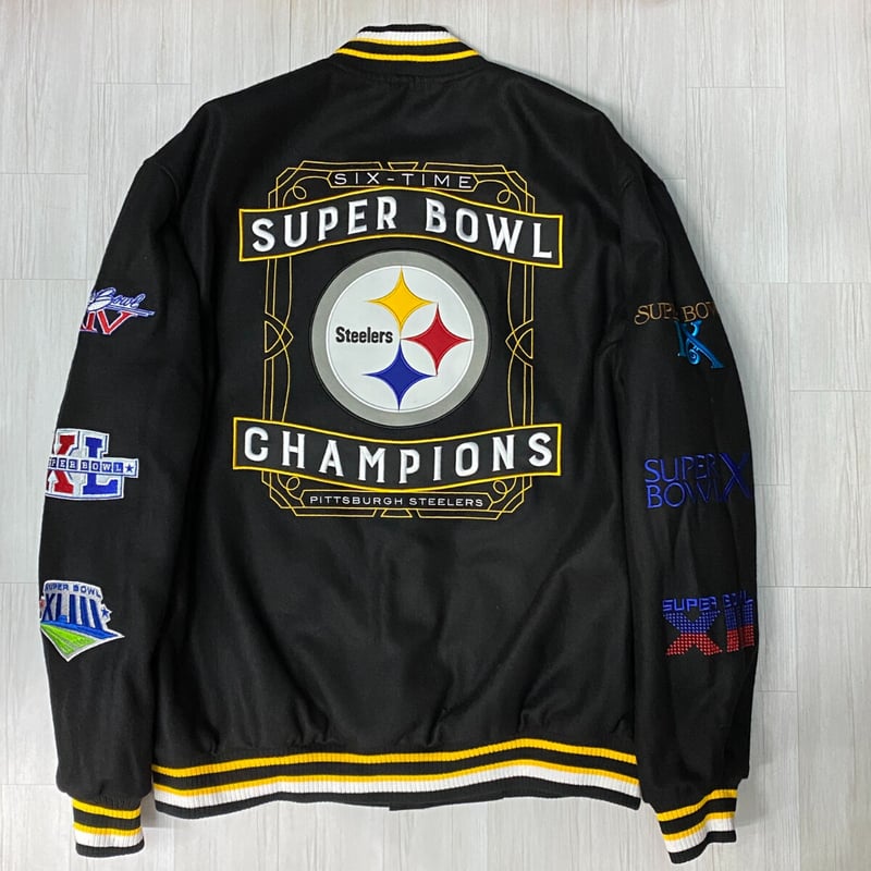 【希少】NFL Steelers SUPERBOWL オールレザースタジャン L古着屋DIGRU