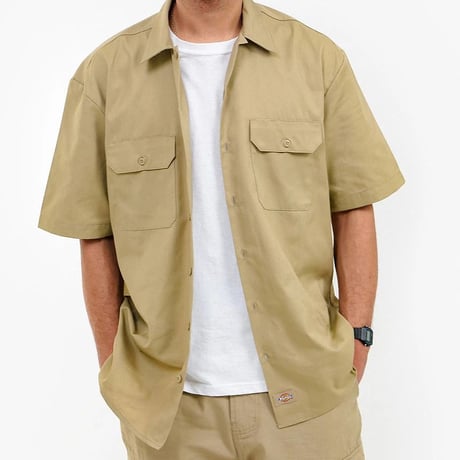 Dickies ディッキーズ USAモデル  1574 半袖 シャツ ワークシャツ カーキ(KH)