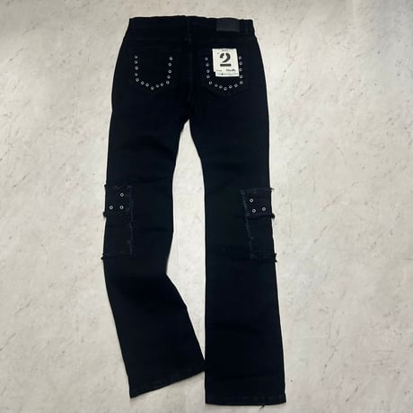 米国ブランド FWRD Denim NY アイレット スタックド デニム Eyelet Stacked Jeans ジェットブラック (JNS141)