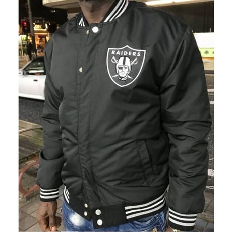 JHデザイン NFL オークランド レイダース RAIDERS リバーシブル スタジアムジャンパー アメフト 黒 スタジャン