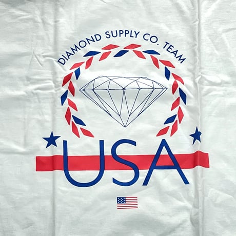 【4XL】 米国製 ダイヤモンドサプライ Diamond Supply Co. 半袖 Tシャツ 白 USA Team (T14)