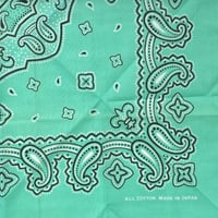 日本製 ペイズリー バンダナ Paisley Bandana 大判サイズ 綿100% エメラルドグリーン (BNDN76)