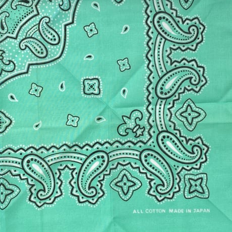 日本製 ペイズリー バンダナ Paisley Bandana 大判サイズ 綿100% エメラルドグリーン (BNDN76)