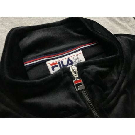 アメリカ限定  FILA フィラ Velour ベロア 上下 セットアップ 黒トラックジャケット パンツ トラックスーツ