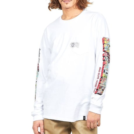 HUF ハフ ワールドワイド 長袖 Tシャツ 白 GREETINGS 両袖デザイン ロンT