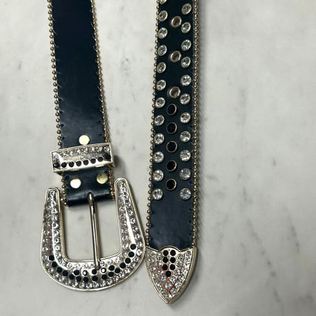 ラインストーン ブリンブリン ベルト Bling Bling Rhinestone Belt 黒 ゴールド (BELT23)