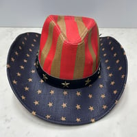 つば広 ウエスタンハット Cowboy Hat カウボーイハット 星条旗 ヴィンテージテイスト (CBH3)