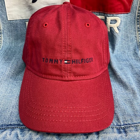 トミーヒルフィガー TOMMY HILFIGER レザーストラップバック キャップ バーガンディ クラシックロゴ