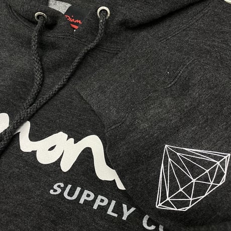 【L】 Diamond supply co. ダイヤモンドサプライ OG SCRIPT プルオーバー パーカー チャコールグレー