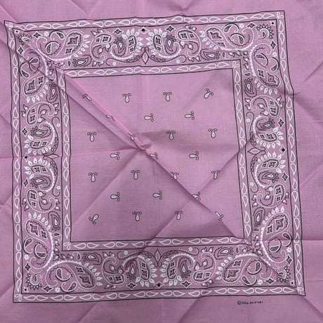 ペイズリー バンダナ Paisley Bandana ヴィンテージ調 大判サイズ 55cm 薄ピンク (BNDN93)