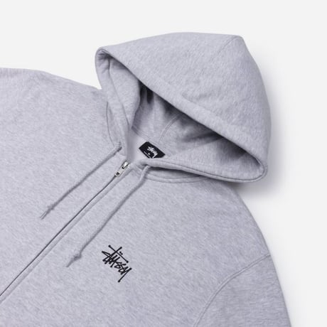 USA正規品 Stussy ステューシー BASIC ベーシック ロゴ スウェット ジップアップ パーカー アッシュヘザー