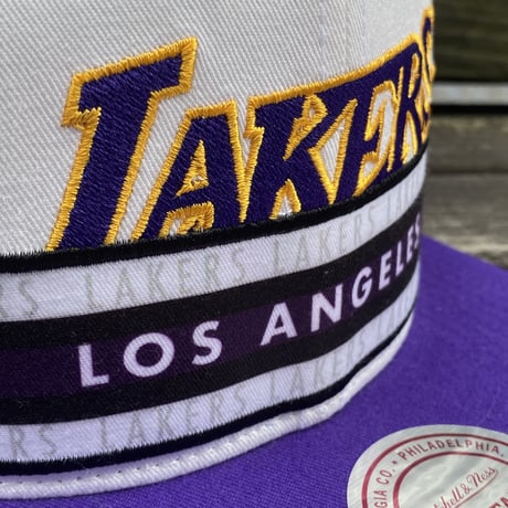 Mitchell&Ness ミッチェル&ネス LA ロサンゼルス Lakers レイカーズ 公式 Stripz スナップバックキャップ