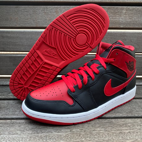 NIKE ナイキ AIR JORDAN1 MID エアジョーダン1 ミッド 黒赤 ブルズカラー BRED (AJ96)