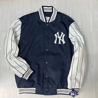 MLB公式 JHデザイン NY Yankees ニューヨーク ヤンキース スタジャン 紺 ピンストライプ