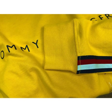 海外限定デザイン TOMMY HILFIGER トミーヒルフィガー  長袖 Tシャツ ロンT 黄色 トリコロール