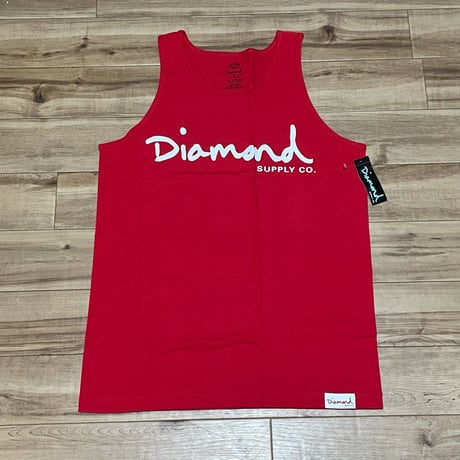 米国製 【M】 ダイヤモンドサプライ Diamond Supply Co タンクトップ 赤 OGロゴ スケーター