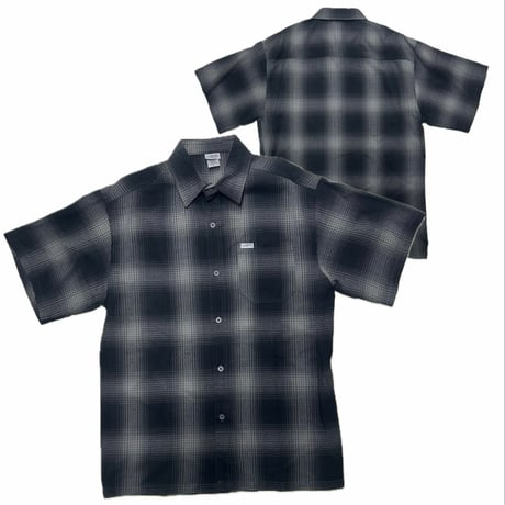 アメリカ製 CALTOP キャルトップ 半袖 オンブレチェックシャツ CHARCOAL BLACK チャコール (SBS31)