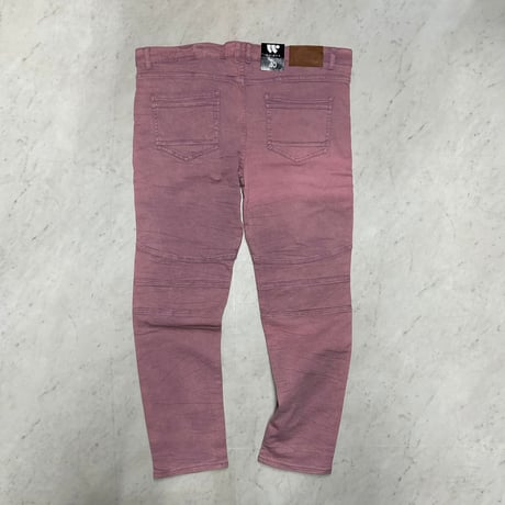 米国発 WAIMEA ワイメア Moto Skinny Denim ストレッチ スキニーフィット バイカージーンズ PINK (JNS182)