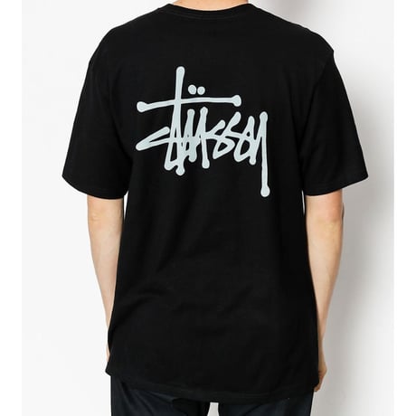 USA正規品 Stussy ステューシー 王道 BASIC ベーシックロゴ ショーンフォント 半袖 Tシャツ 黒 ブラック 綿100% ストリート