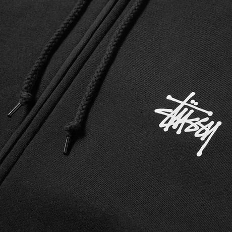 USA正規品 Stussy ステューシー BASIC ベーシック ZIP スウェット ジップアップ 裏起毛 パーカー 黒