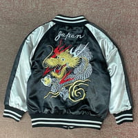 KIDS【激安SALE】 横須賀発祥 スカジャン 横須賀ジャンパー SUKAJAN 中綿入り 龍 ドラゴン 黒/銀