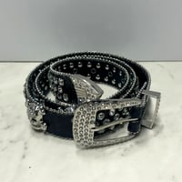 SKULL スカル リベット ラインストーン ブリンブリン ベルト Bling Bling Rhinestone Belt 黒 (BELT2)