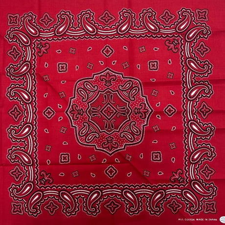 日本製 ペイズリー バンダナ Paisley Bandana 大判サイズ 綿100% 赤 (BNDN66)