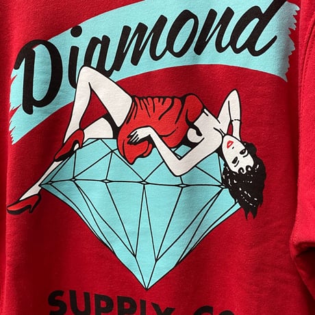 Diamond Supply ダイヤモンドサプライ Vices クルーネック スウェット トレーナー ピスタグ付き  赤