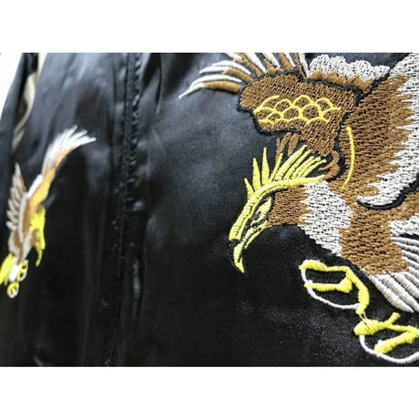 中綿入り 横須賀発祥 スカジャン 横須賀ジャンパー SUKAJAN 刺繍 HAWK 鷹 日本地図 黒