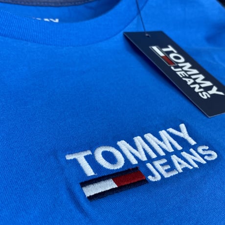 トミージーンズ TOMMY JEANS ベーシック 半袖 Tシャツ コバルトブルー ワンポイント 刺繍ロゴ