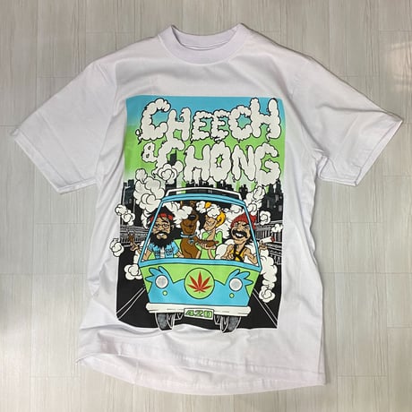 LA発 Cheech&Chong チーチアンドチョン グラフィック ヘビーウェイト Tシャツ 白 DRIVE 420 (GTS32)